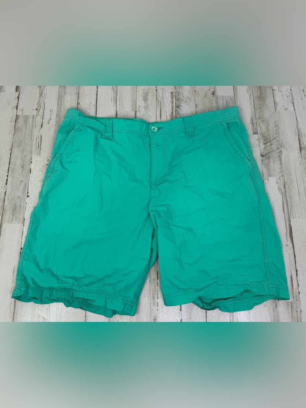 Columbia Mens Sportswear 38 Teal Flat Front Shorts 100% Cotton Size 10”